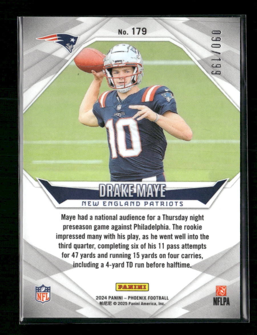 2024 Panini Phoenix Red Lazer Drake Maye Rookie #/199 #179