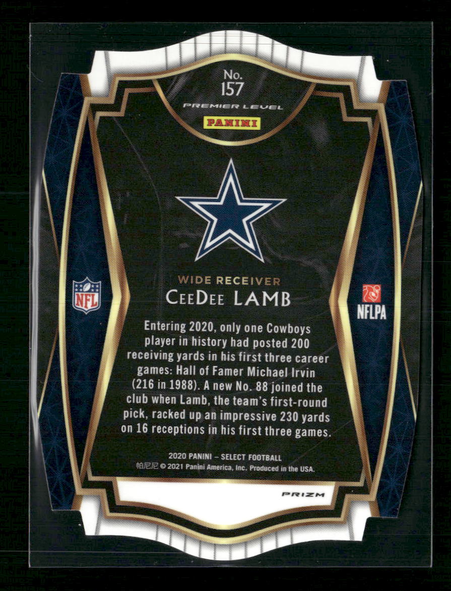 2020 Panini Select Light Blue Prizm Die Cut CeeDee Lamb Rookie #157