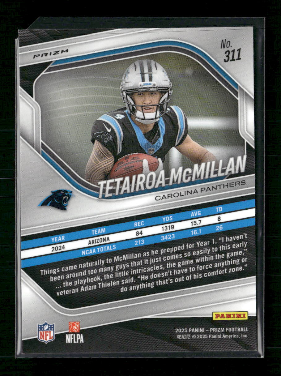 2025 Panini Prizm Black and Blue Checker Tetairoa McMillan #311