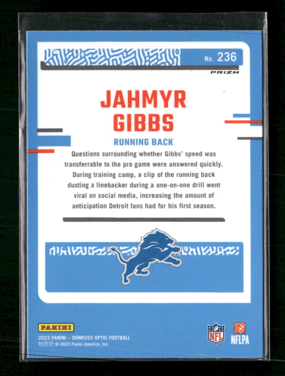 2023 Donruss Optic Holo Jahmyr Gibbs Rookie #236