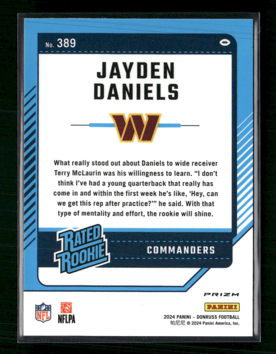 2024 Donruss Optic Rated Rookies Preview Pink Jayden Daniels Rookie #389