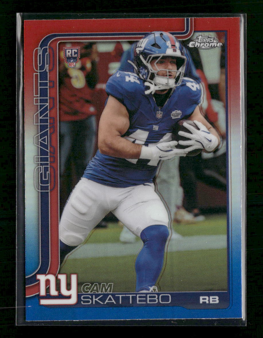2025 Topps Chrome Red White and Blue Refractor Cam Skattebo Rookie #331