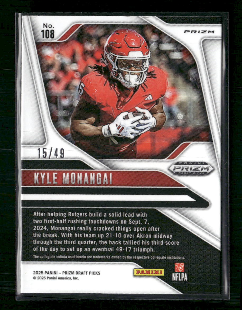 2025 Panini Prizm Draft Picks Prizms Red Flash Kyle Monangai #/49 #108