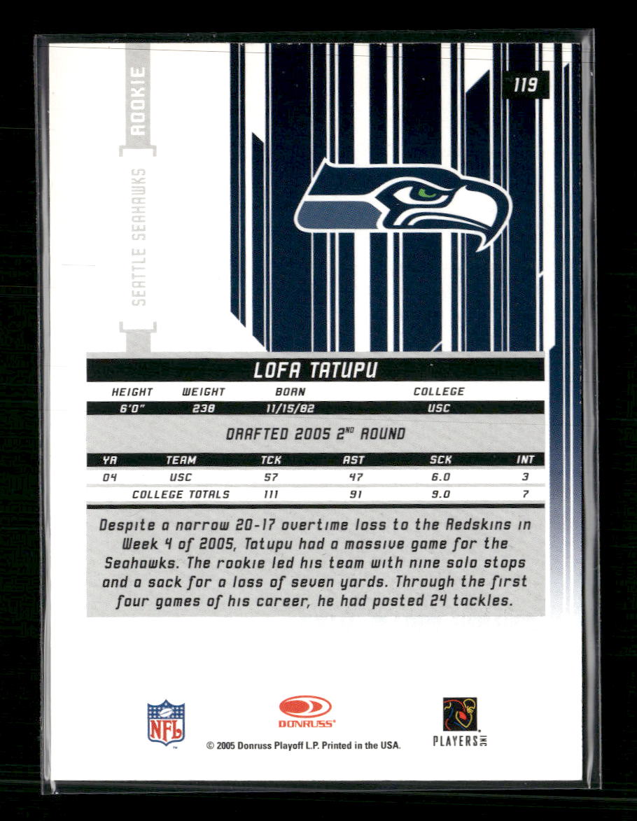 2005 Leaf Rookies & Stars Longevity Lofa Tatupu Rookie #/99 #119