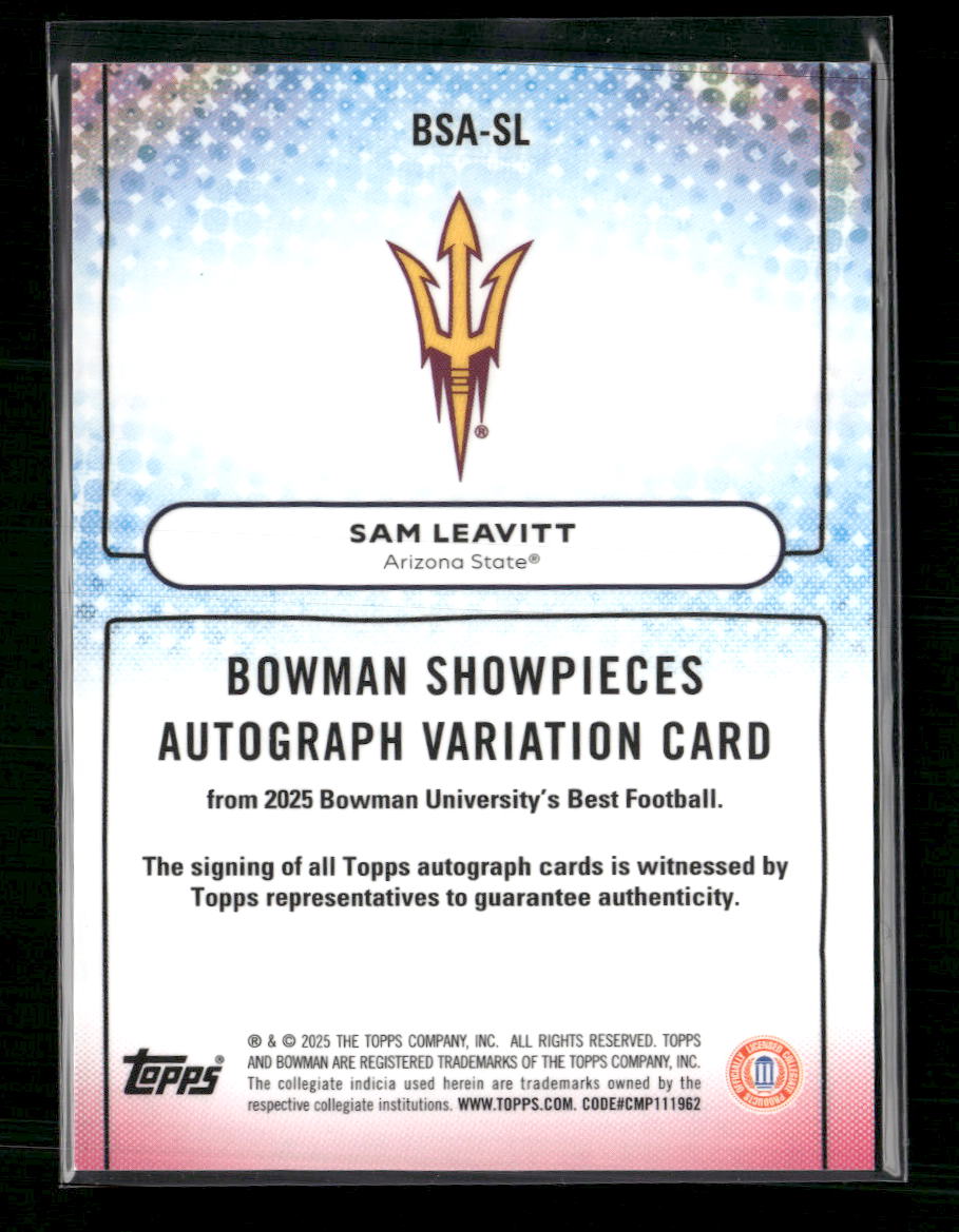 2025 Bowman University Best Showpieces Gold Sam Leavitt #/50 Auto #BSA-SL
