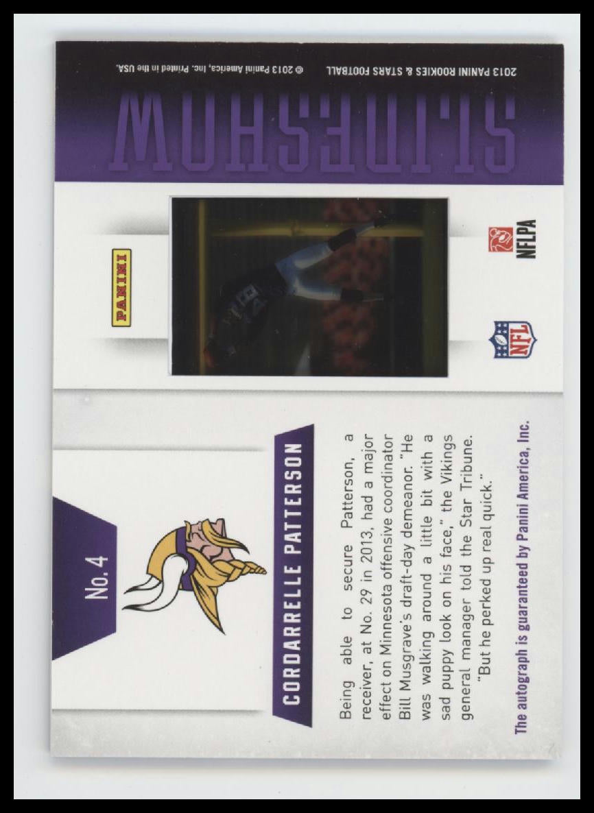 2013 Panini Rookies & Stars Slideshow Cordarrelle Patterson #/96 Auto #4