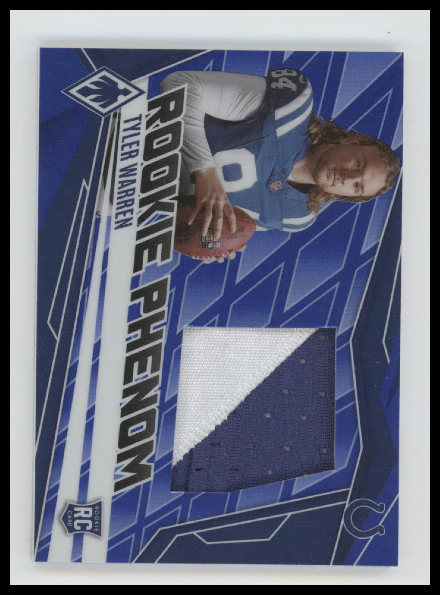 2025 Panini Phoenix Rookie Phenom Jersey Blue Prizm Tyler Warren #/199 #PJY-TWN