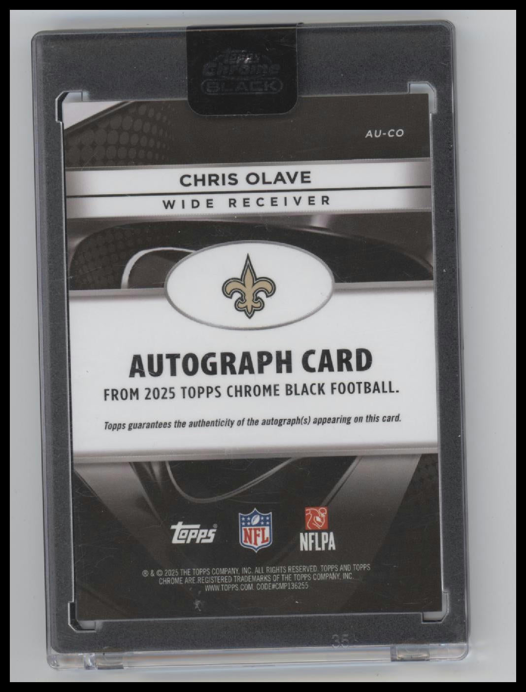 2025 Topps Chrome Black Green Refractor Chris Olave #/99 Auto #AU-CO (Encased)