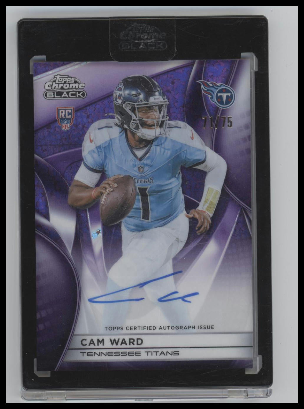2025 Topps Chrome Black Purple Refractor Cam Ward #/75 Auto #RAU-CW (Encased)