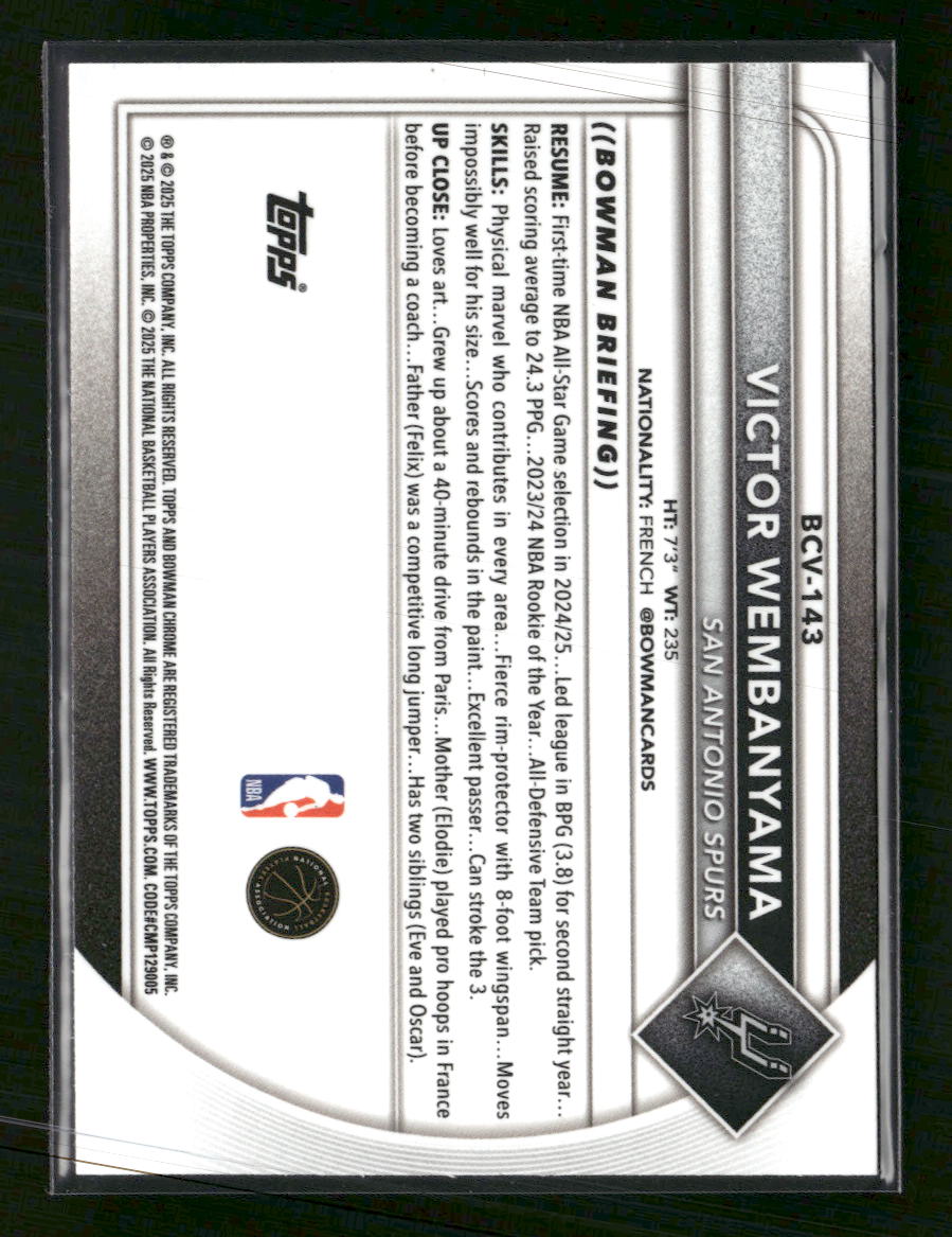 2025-26 Bowman Chrome Mojo Refractors Victor Wembanyama #BCV-143