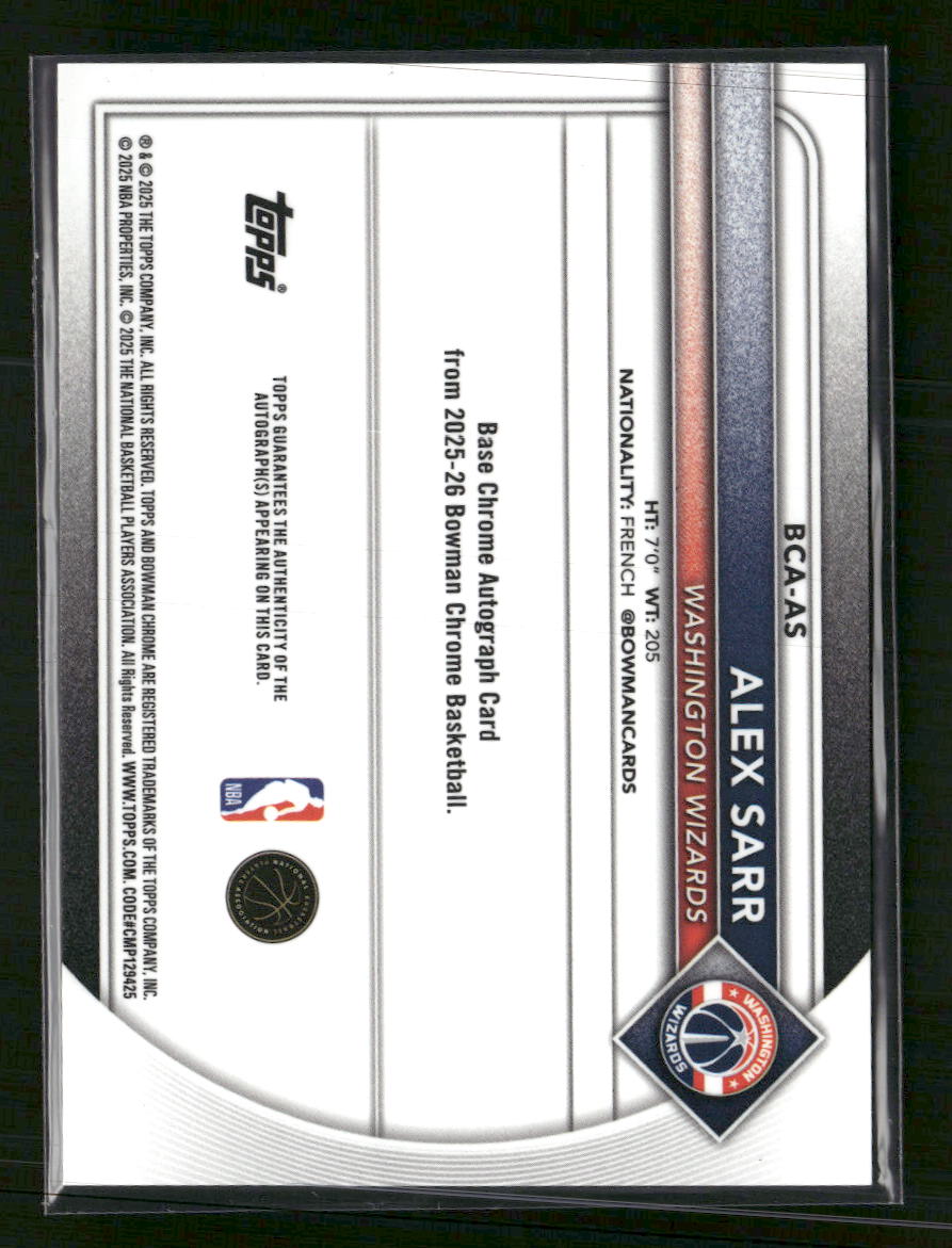 2025-26 Bowman Chrome Mojo Refractors Alex Sarr #BCV-99
