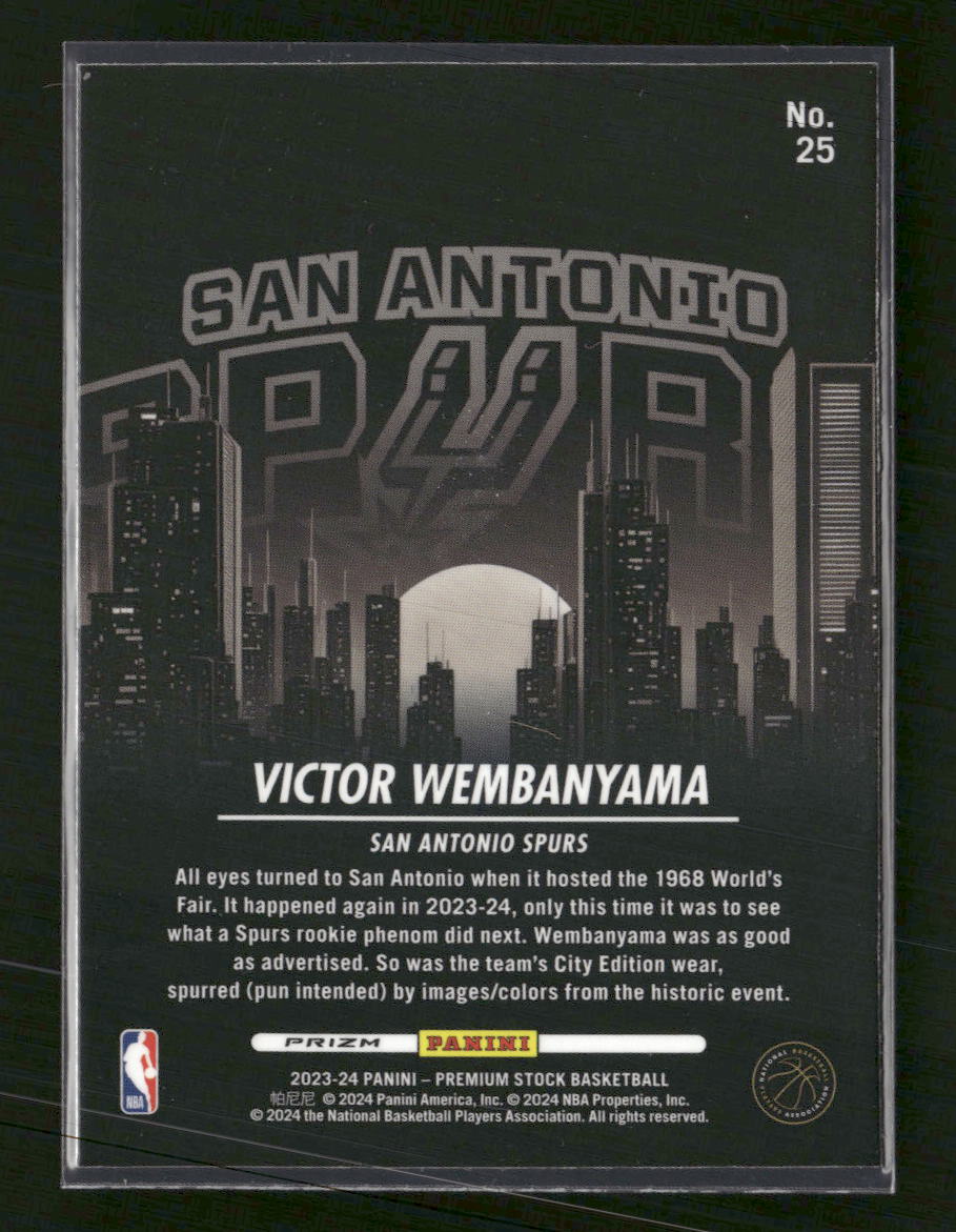 2023-24 Hoops Premium Stock City Edition Silver Prizm Victor Wembanyama #25