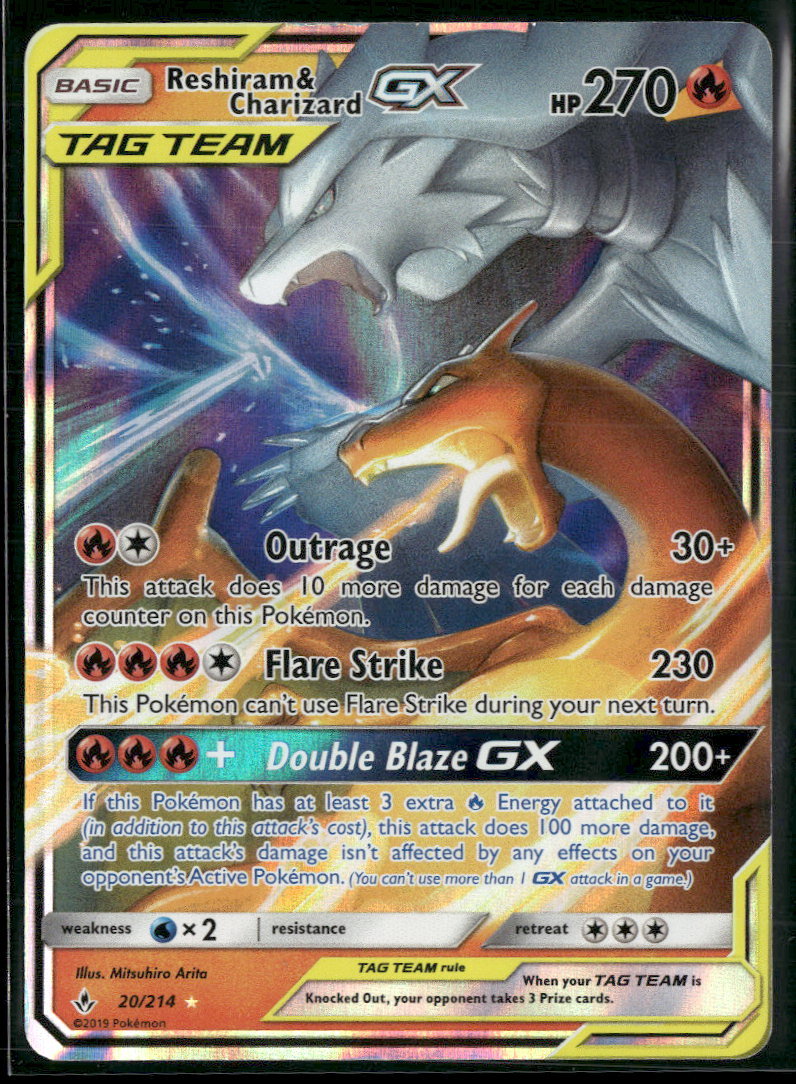 SM - Unbroken Bonds Reshiram & Charizard GX #20/214