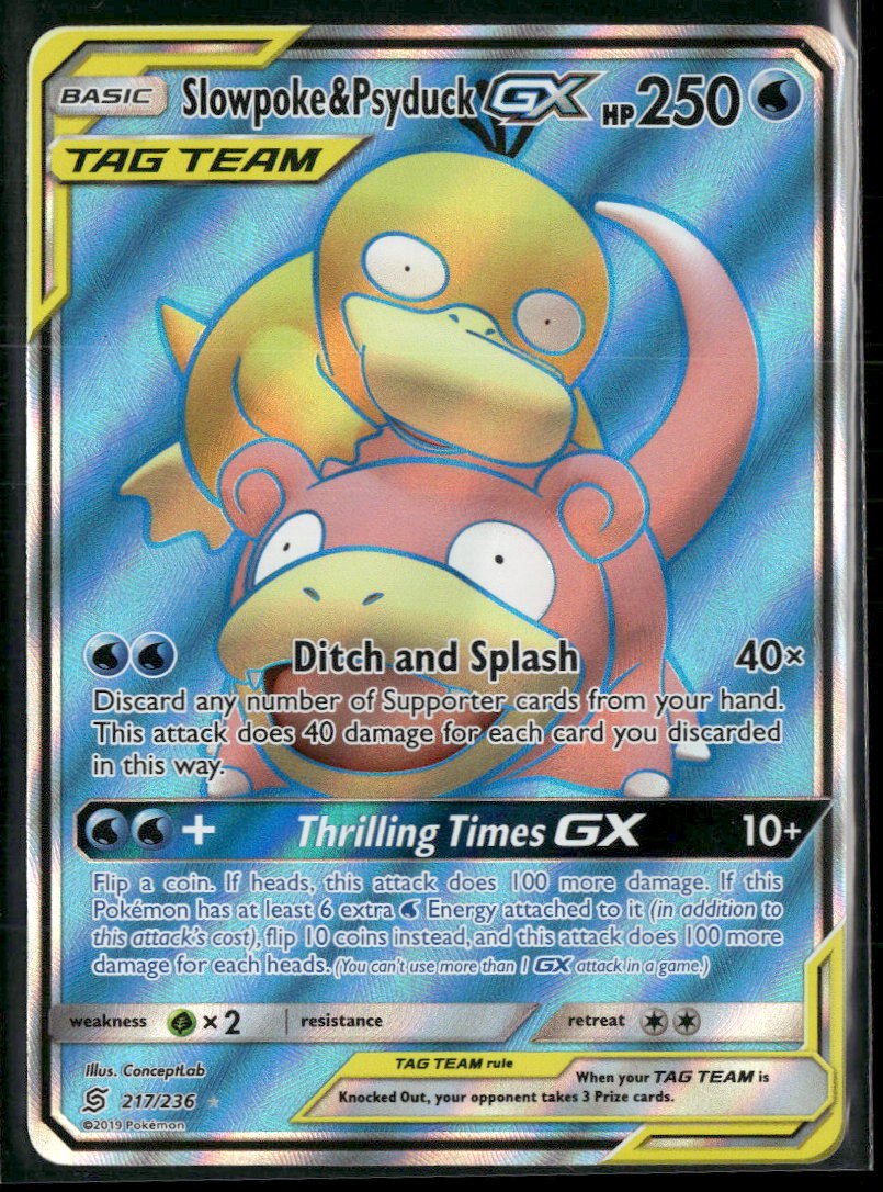 SM - Unified Minds Slowpoke & Psyduck GX (Full Art) #217/236 Damaged