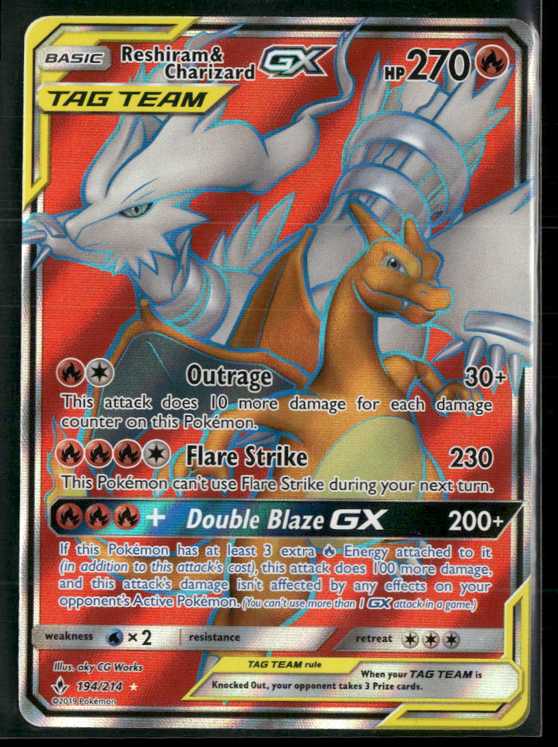 SM - Unbroken Bonds Reshiram & Charizard GX (Full Art) #194/214