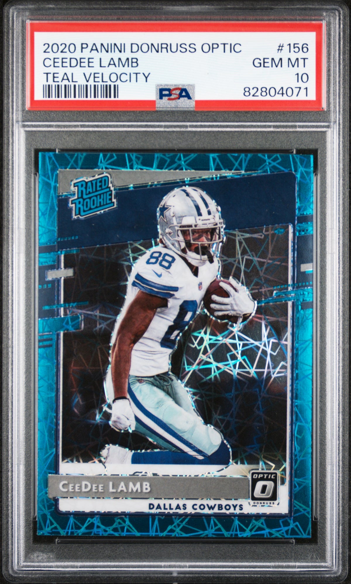 2020 Panini Donruss Optic Teal Velocity Ceedee Lamb 10 PSA #156
