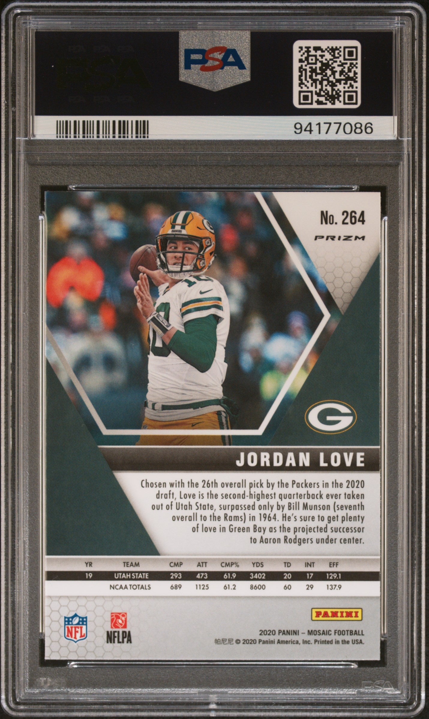 2020 Panini Mosaic Green Mosaic Jordan Love 10 PSA #264