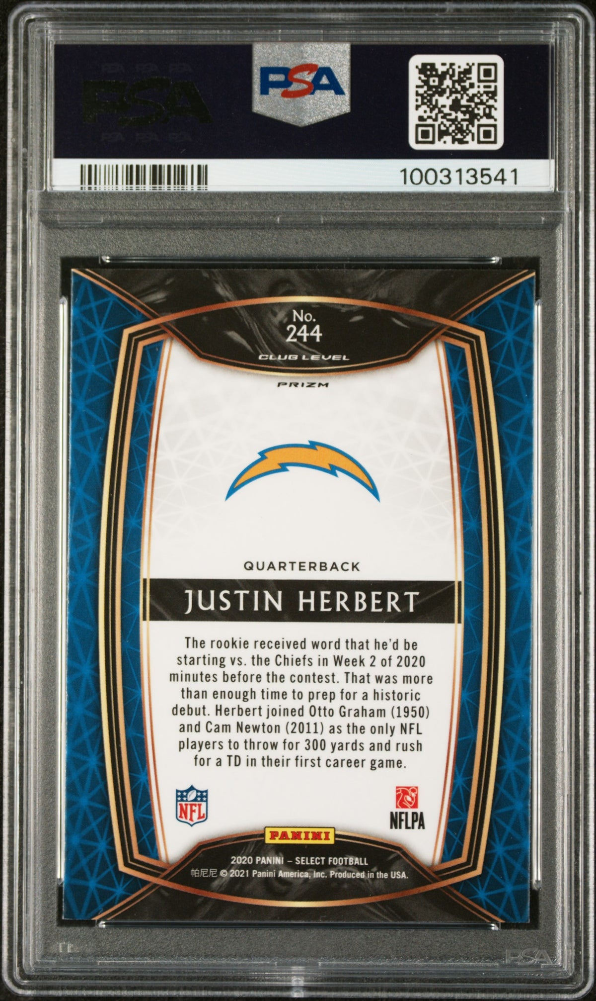 2020 Panini Select Silver Prizm Justin Herbert 9 PSA #244