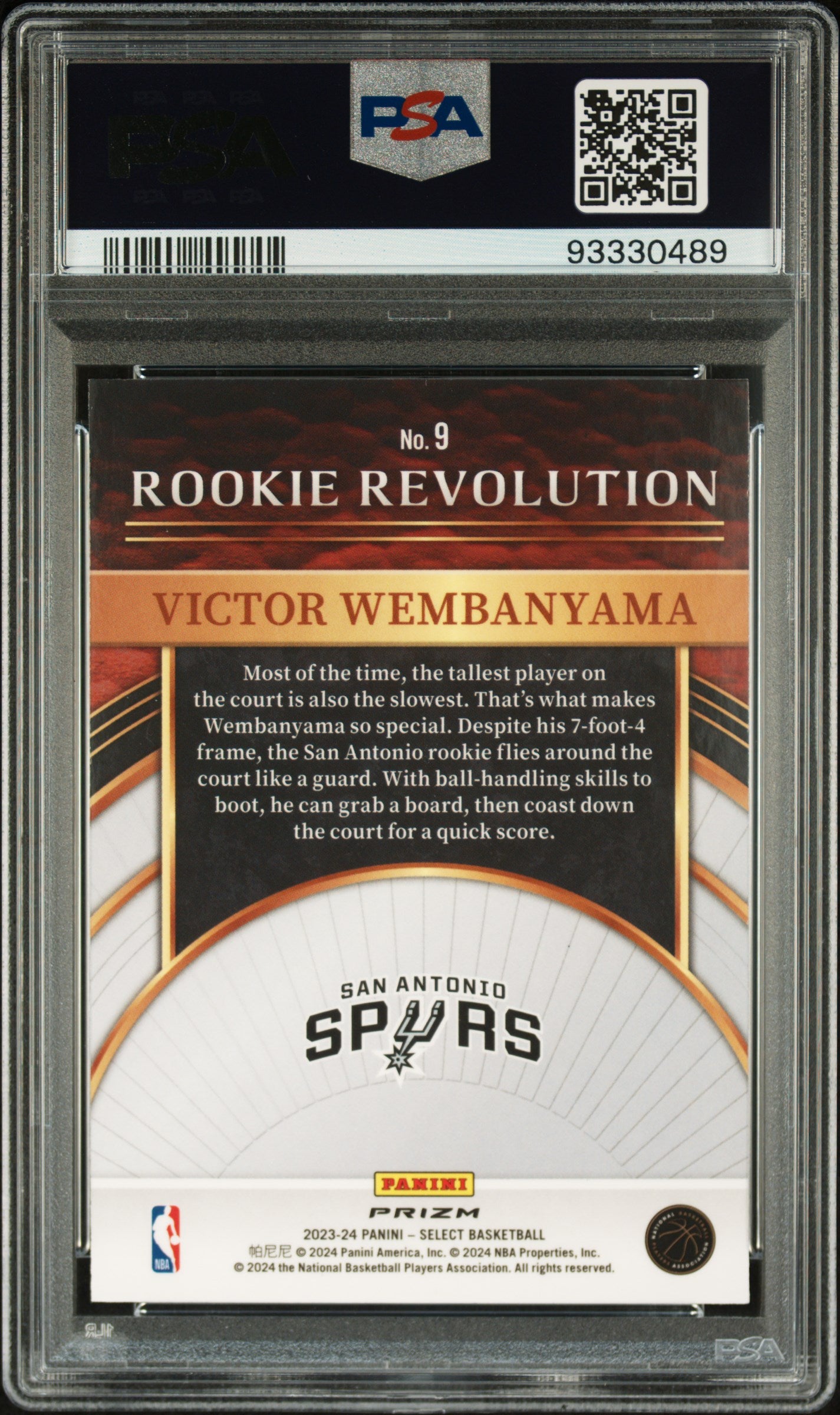2023 Panini Select Rookie Revolution Green Prizm Victor Wembanyama 10 PSA #9