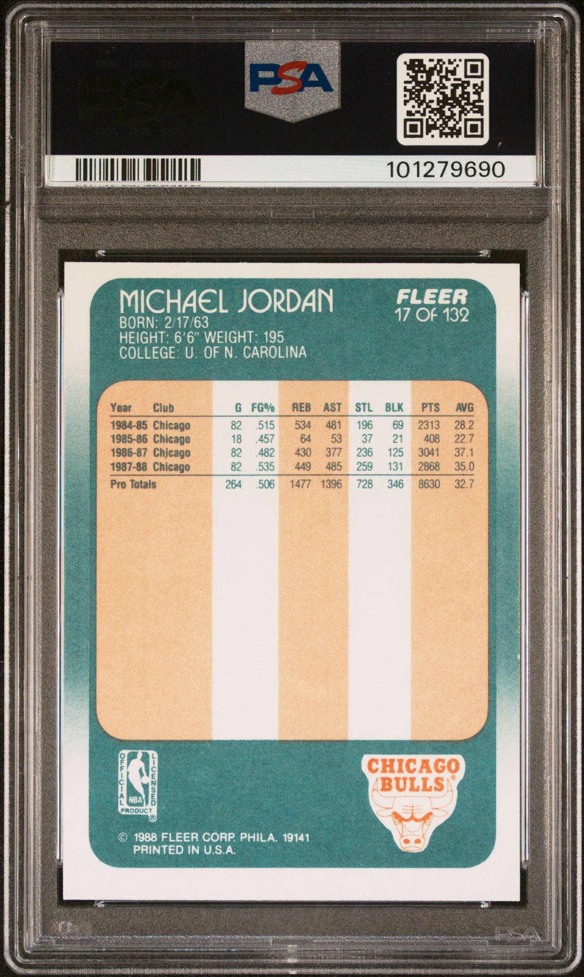 1988 Fleer Michael Jordan 6 PSA #17