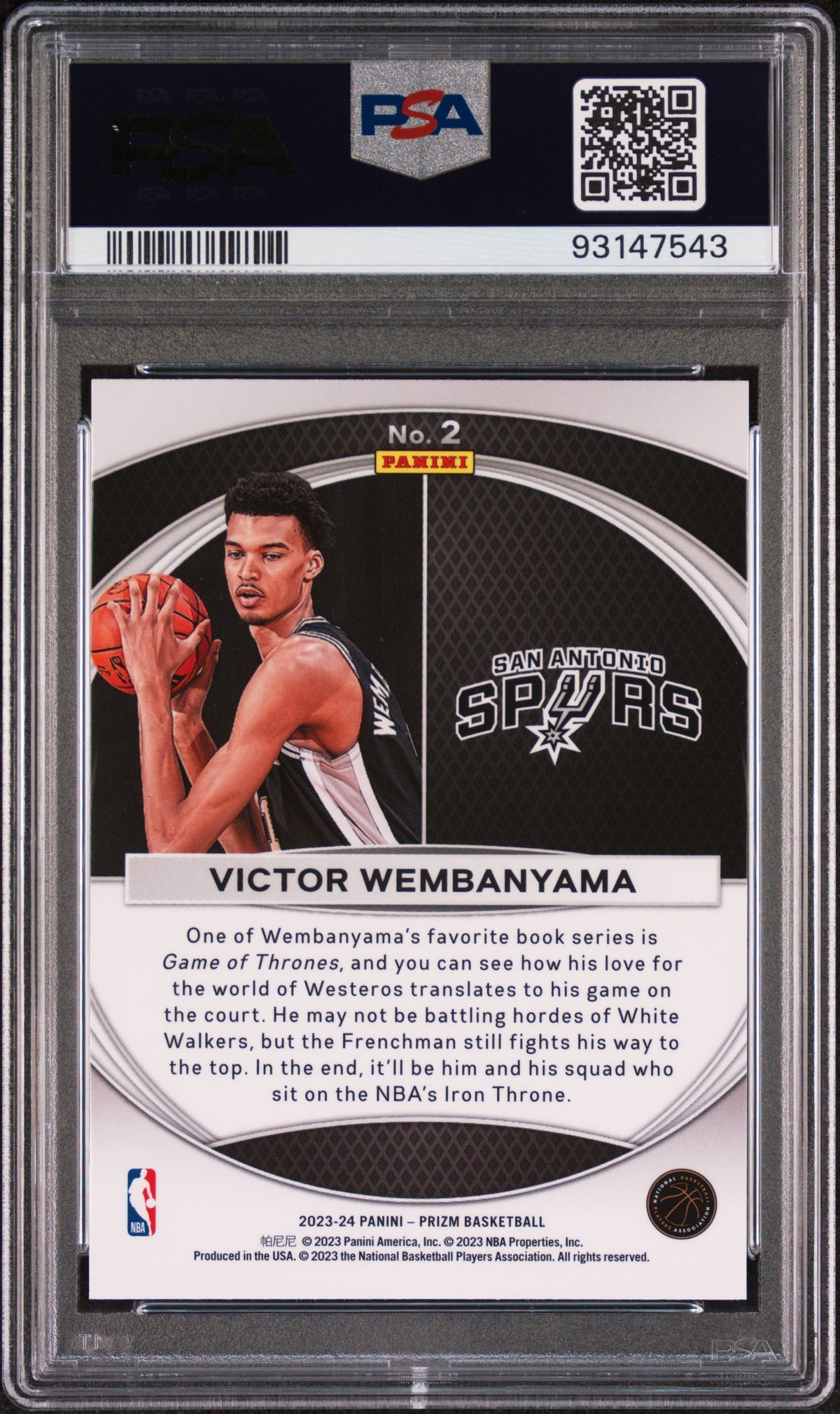2023 Panini Prizm Global Reach Victor Wembanyama 10 PSA #2
