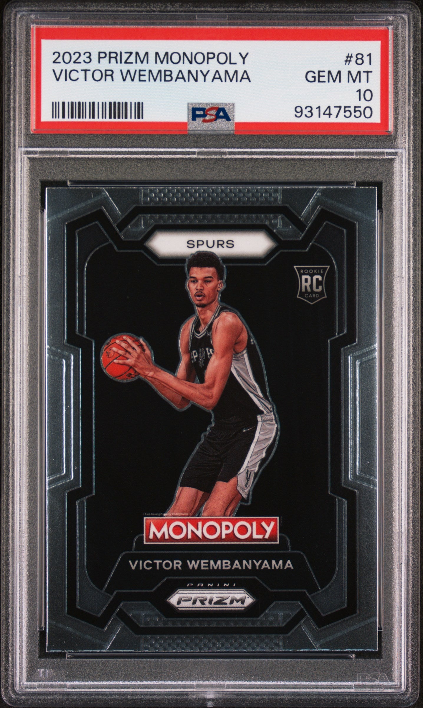 2023 Panini Prizm Monopoly Victor Wembanyama 10 PSA #81