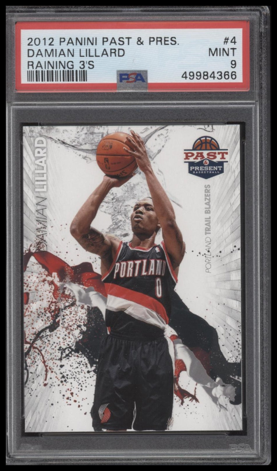 2012 Panini Past & Present Raining 3'S Raining 3'S Damian Lillard 9 PSA #4