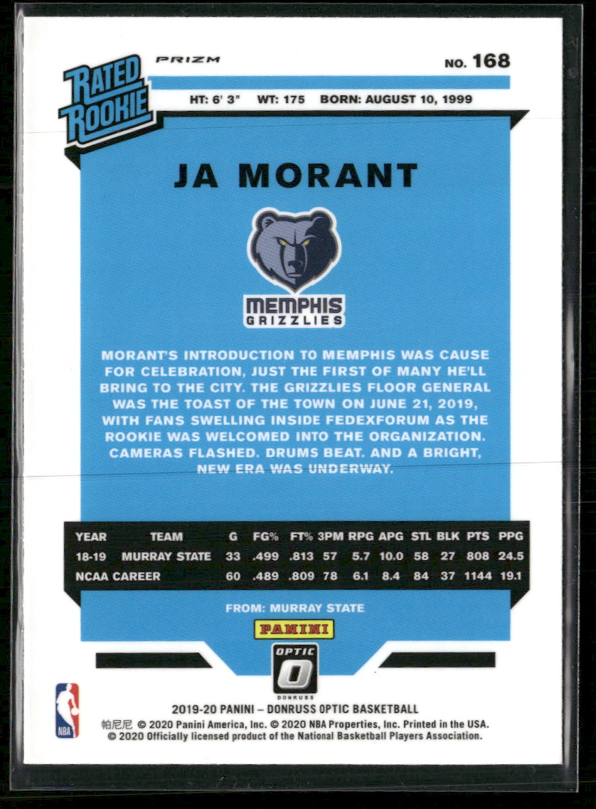 2019-20 Donruss Optic Mojo Ja Morant Rookie #168