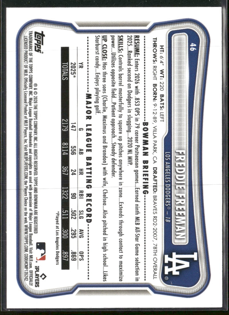 2026 Bowman Orange Pattern Freddie Freeman #/25 #46