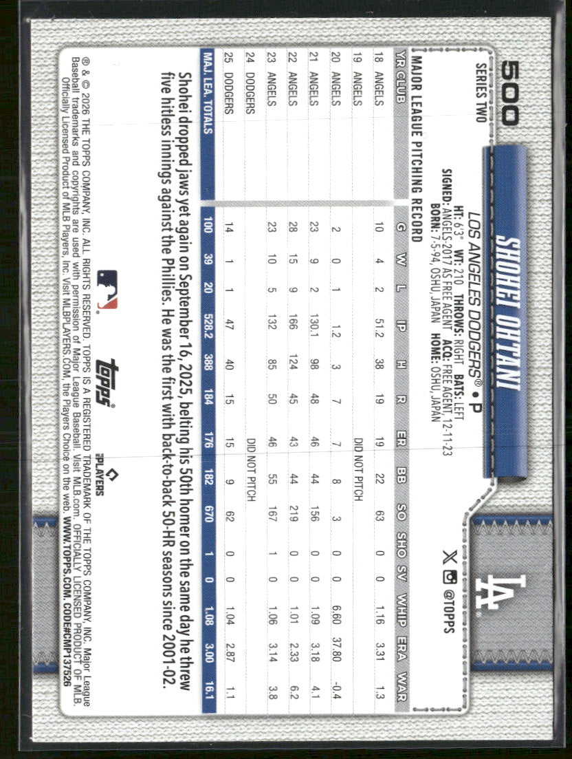 2026 Topps Holiday Shohei Ohtani #500