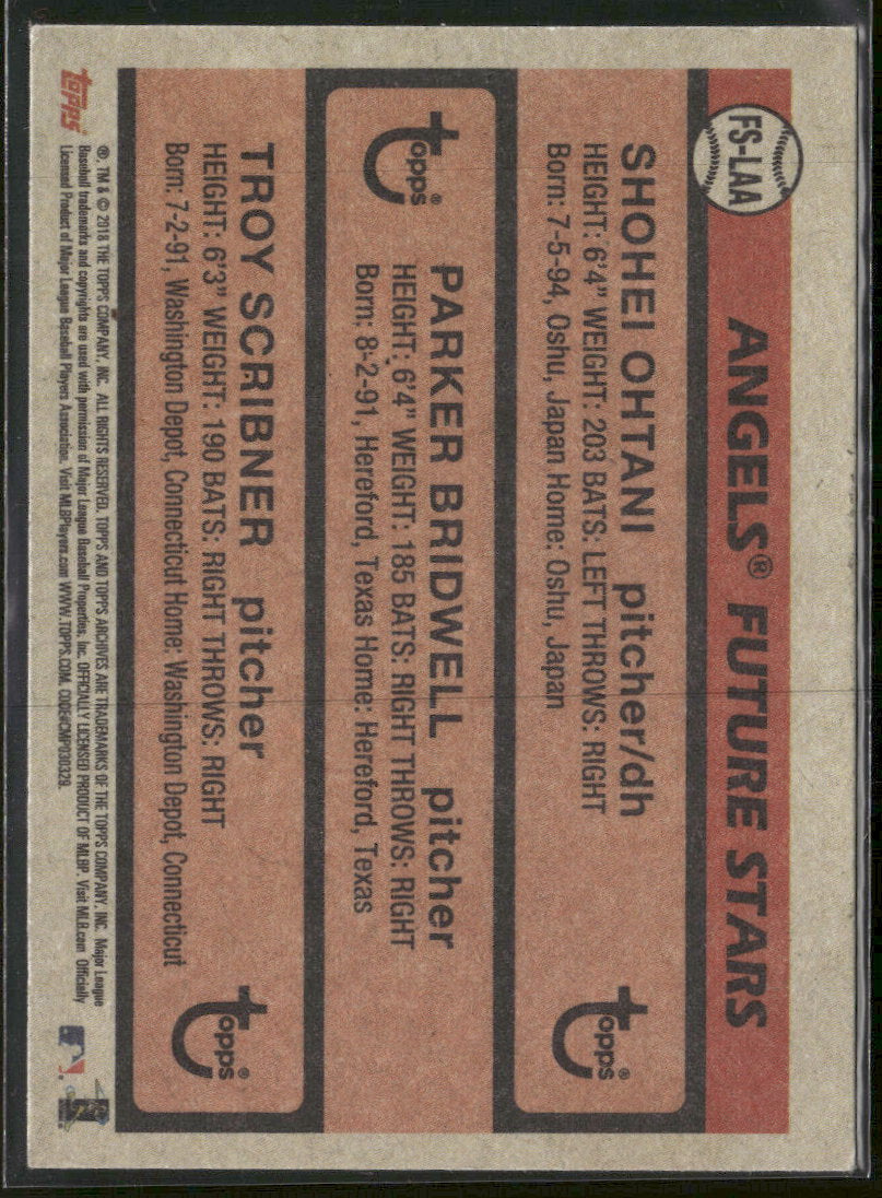 2018 Topps Future Stars Trios P Bridwell / T Scribner / S Ohtani #FS-LAA