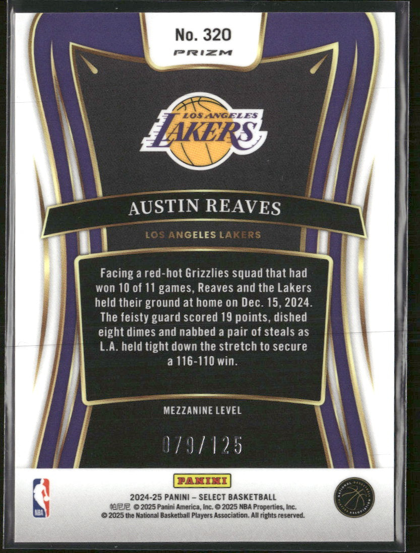 2024-25 Panini Select White Prizm Austin Reaves #/125 #320
