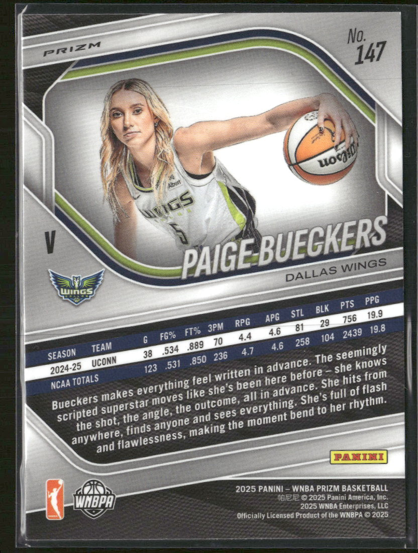 2025 Panini Prizm WNBA White Seismic Prizms Paige Bueckers #147