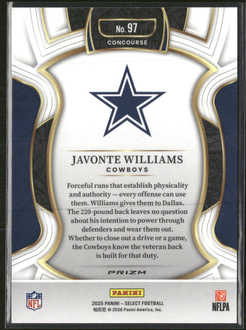 2025 Panini Select Zebra Prizm Shock Jevonte Williams #97