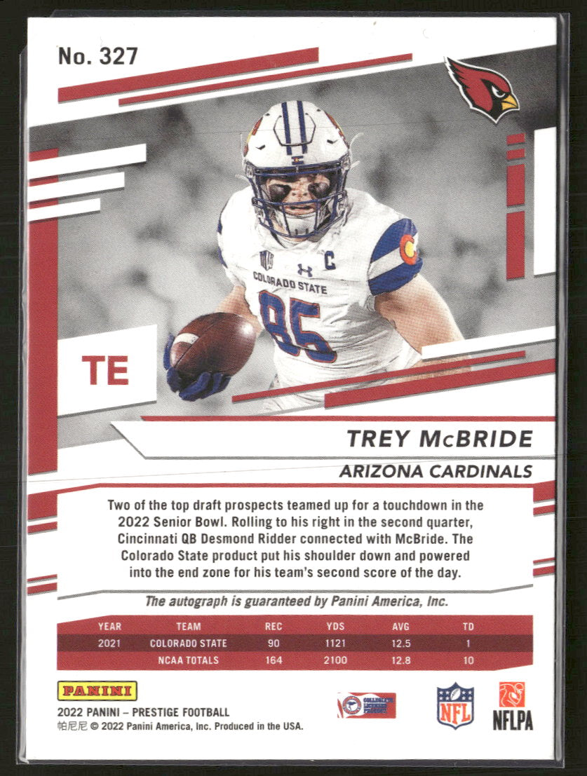 2022 Panini Prestige Xtra Points Signatures Premium Trey McBride RC #327