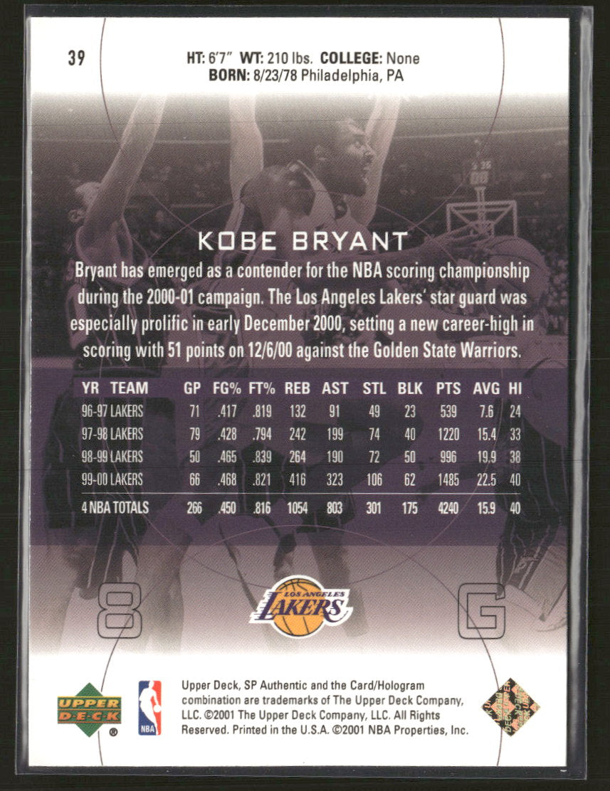 2000-01 SP Authentic Kobe Bryant #39