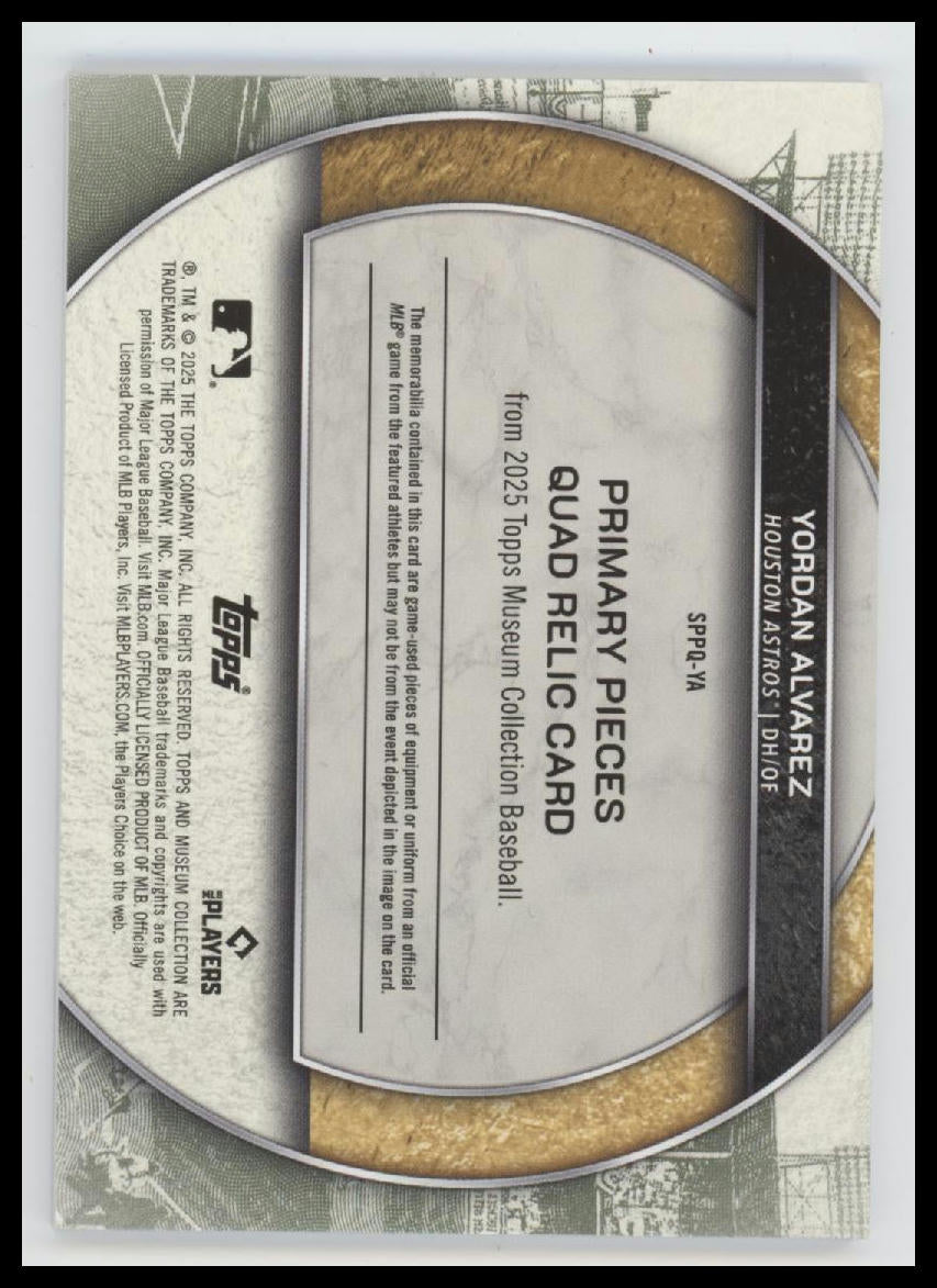 2025 Topps Museum Collection Primary Pieces Quad Relics Yordan Alvarez #SPPQ-YA