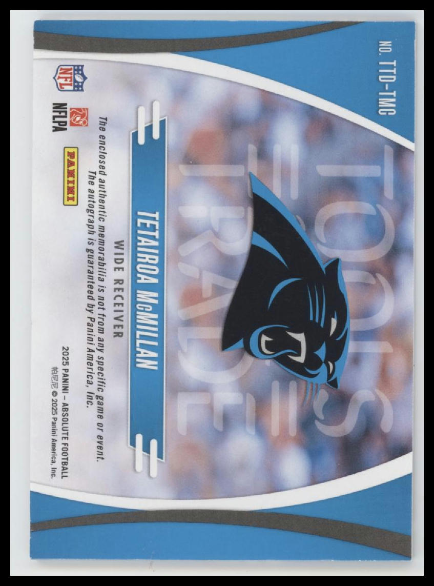 2025 Panini Absolute Tools of Trade #/99 Auto Tetairoa McMillan #TTD-TMC