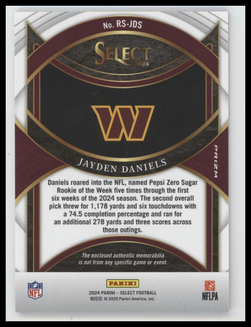 2024 Panini Select Rookie Swatches Red Prizm Jayden Daniels #RS-JDS