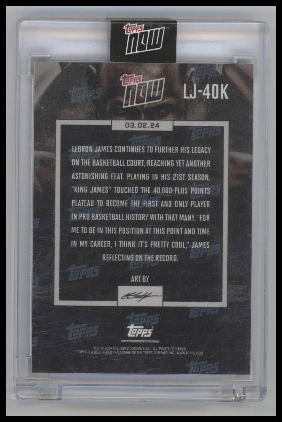 2023-24 Topps Now LeBron James #LJ-40K Encased