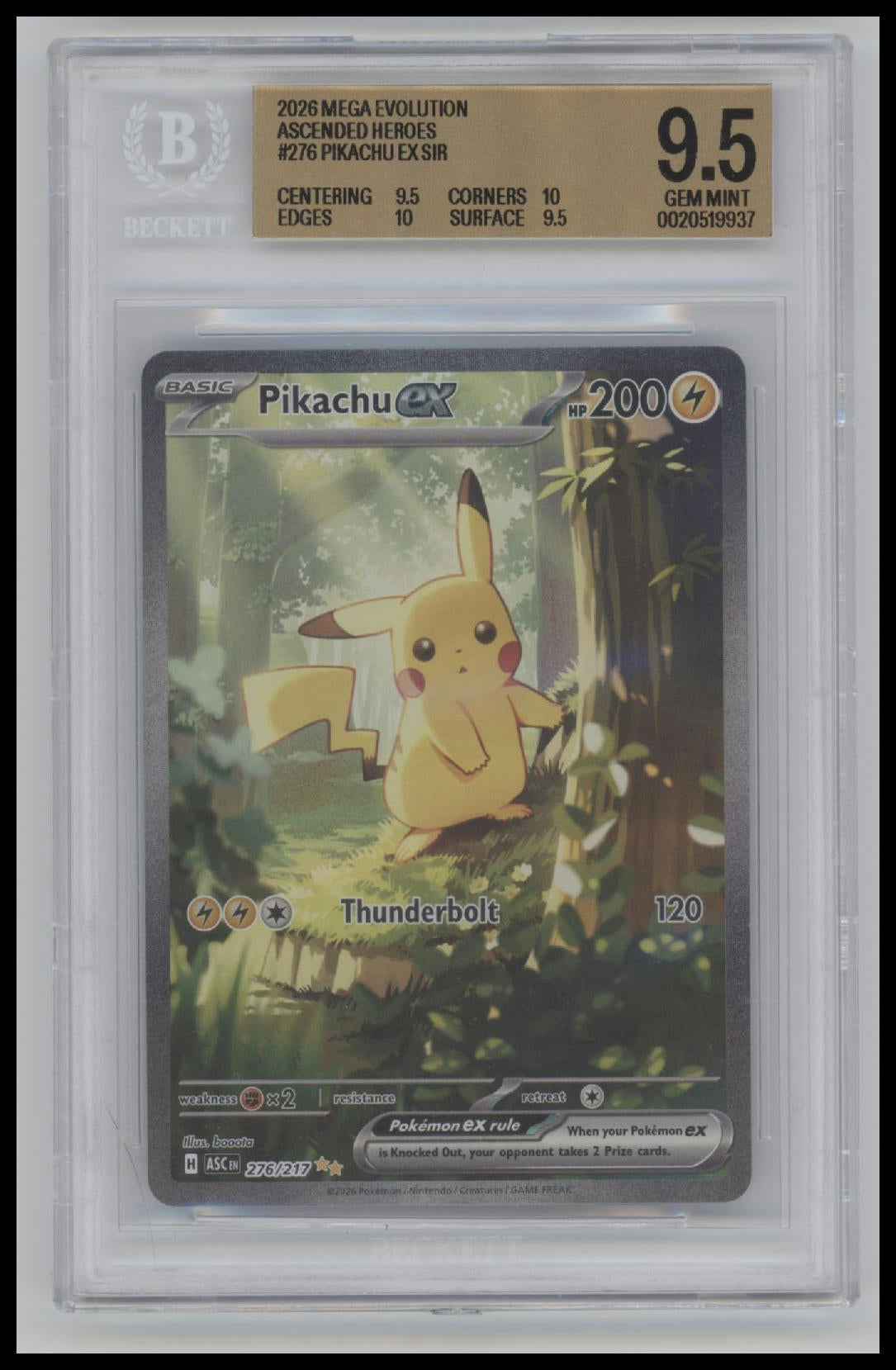 2026 Pokemon TCG Mega Evolution Ascended Heroes Pikachu ex SIR 9.5 BGS #276