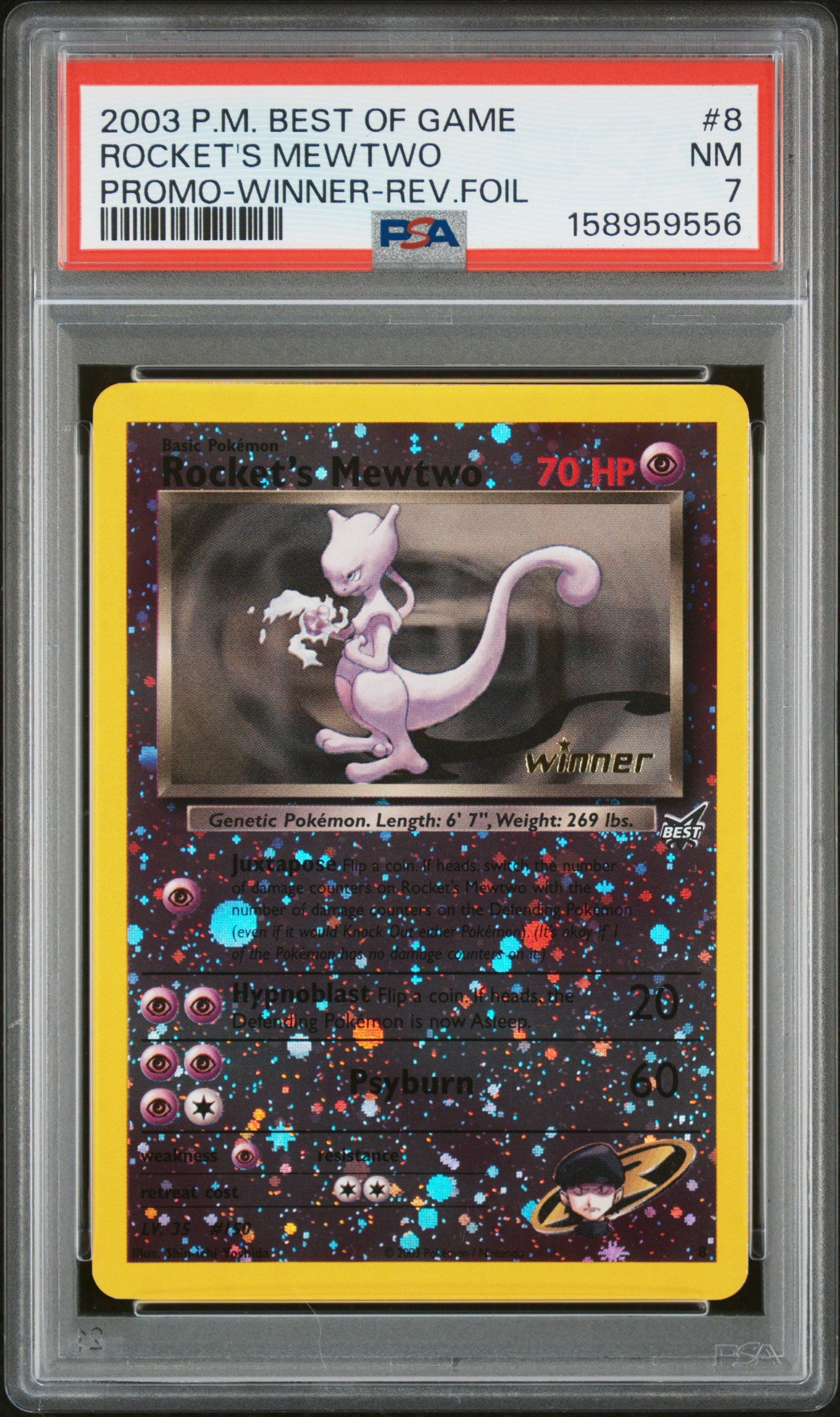 2003 Pokemon Best Of Game Promo Winner Rocket's Mewtwo 7 PSA #8