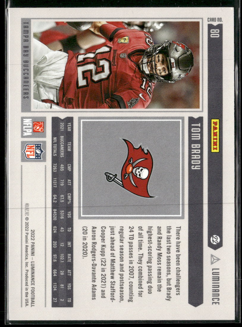 2022 Panini Luminance Orange Tom Brady #/50 #80