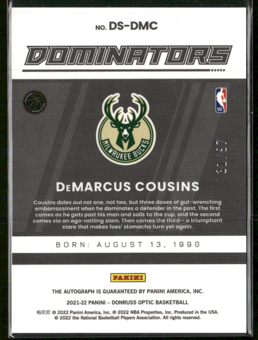 2021-22 Donruss Optic Dominators Signatures DeMarcus Cousins #/97 Auto #DS-DMC