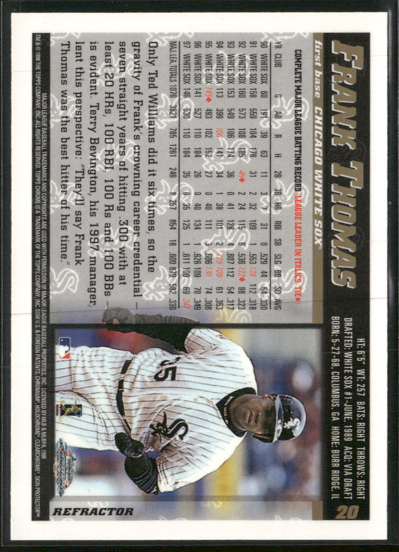 1998 Topps SuperChrome Refractors Frank Thomas #5