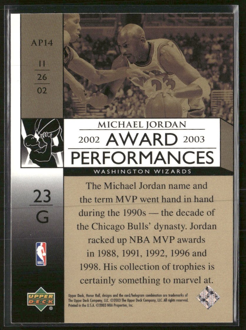 2002-03 Upper Deck Honor Roll Award Performances Michael Jordan #AP14