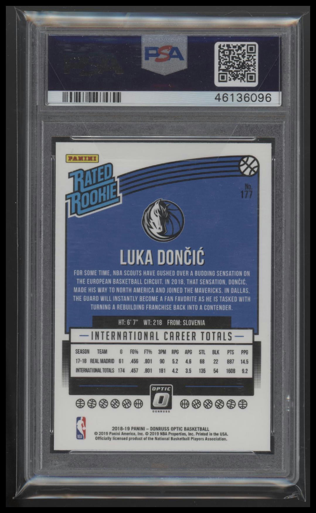 2018 Panini Donruss Optic Luka Doncic 10 PSA #177