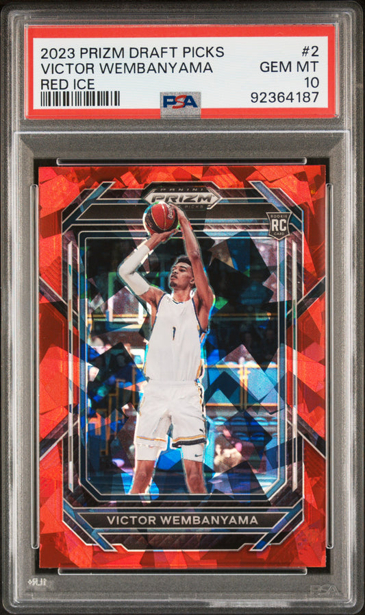 2023 Panini Prizm Draft Picks Red Ice Victor Wembanyama 10 PSA #2