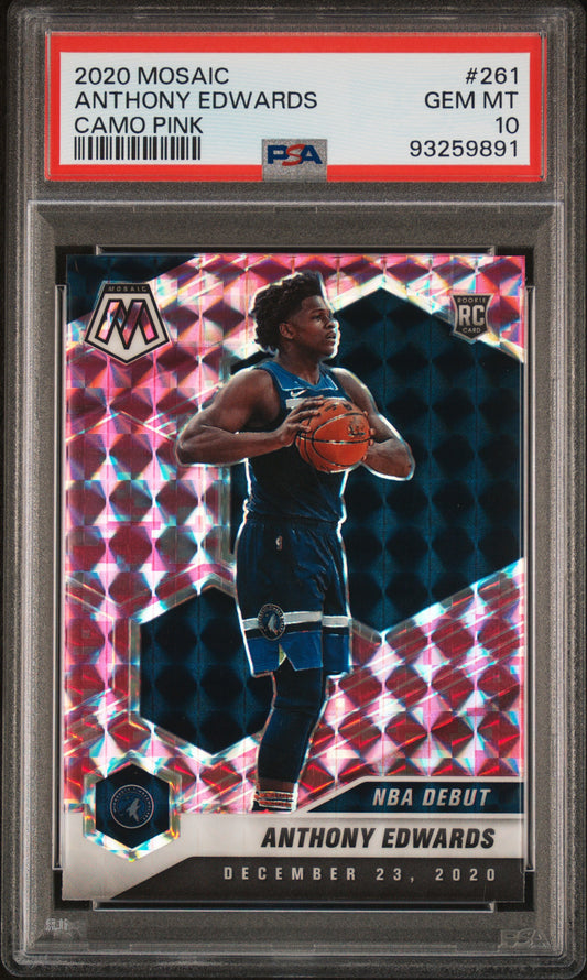 2020 Panini Mosaic Camo Pink Anthony Edwards 10 PSA #261
