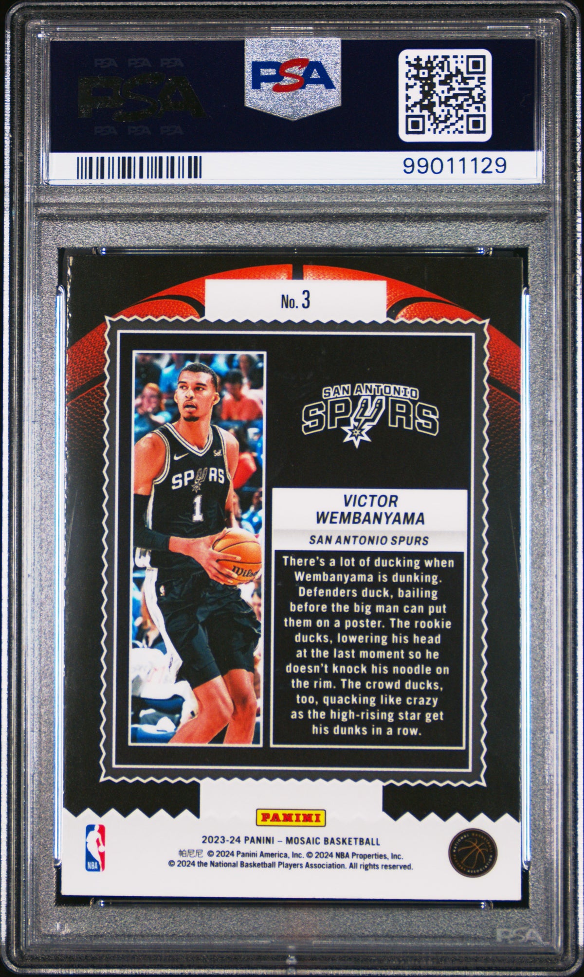 2023 Panini Mosaic Jam Masters Victor Wembanyama 10 PSA #3